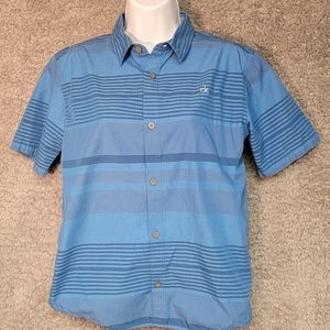 Calvin klein Jeans youth large blue short sleeve button-up shirt